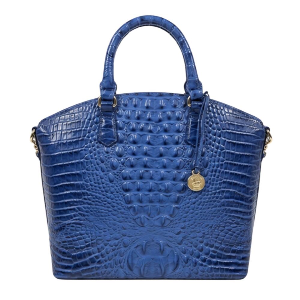 Brahmin Large Duxbury Satchel Bag Melbourne Irish Blue Leather Croc - Picture 4 of 15